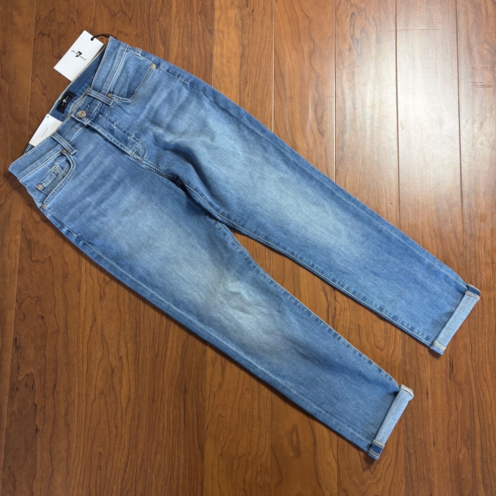 7 For All Mankind Josefina Feminine Boyfriend Jeans Blue Button Fly NWT 25